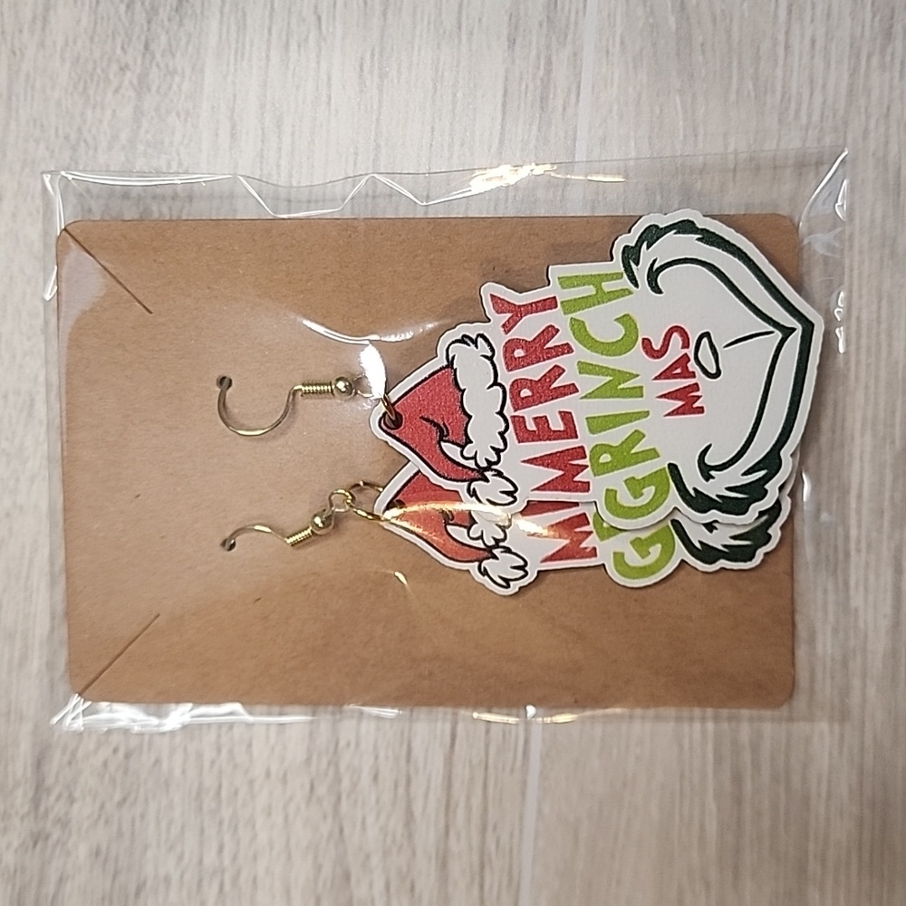 Merry Grinchmas Gold Hypoallergenic Earrings
